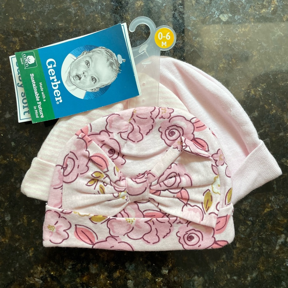 NWT Gerber baby hats 3 pack